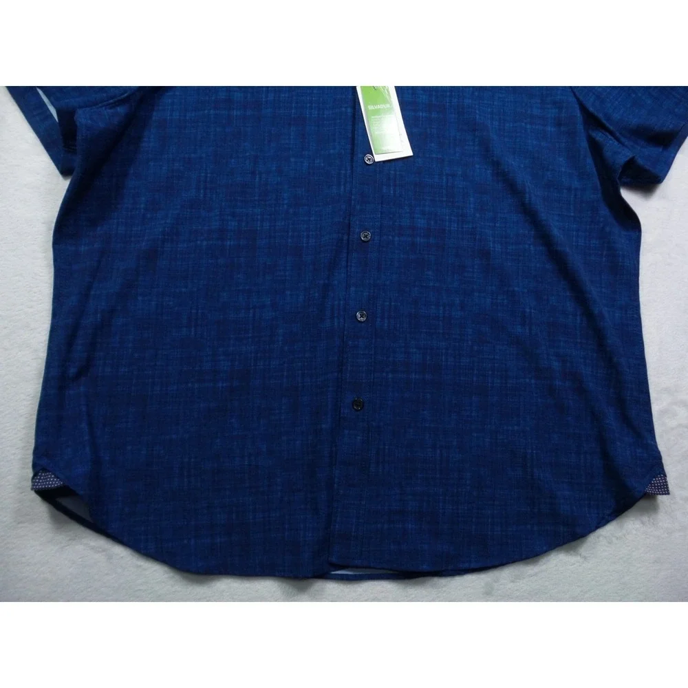 Con.Struct Shirt Mens Size XXL Blue‎ Button Down Short Sleeve 4-Way Stretch NWT
